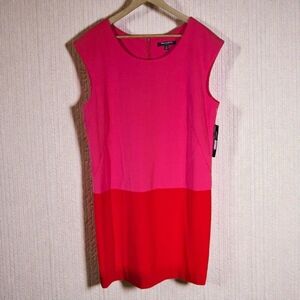 Sharagano Pink and Red Colorblock Mini Dress Plus Size 16